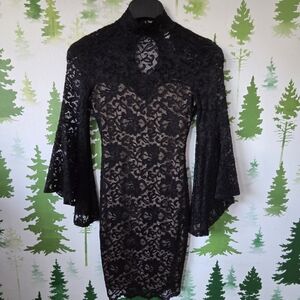 Love, Zoe Elegant Black Lace Mini Dress